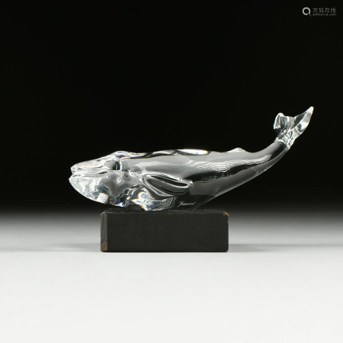 A BACCARAT WHALE PAPERWEIGHT, SI…