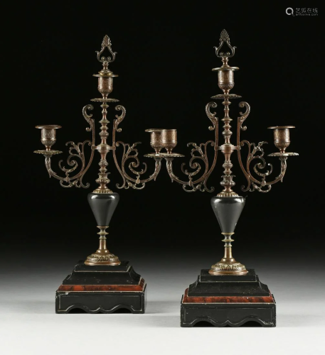 A PAIR OF BELLE EPOQUE BRONZE AND M…