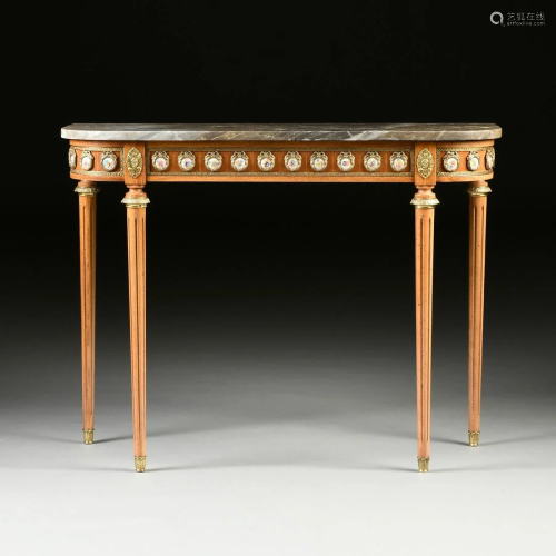 A LOUIS XVI REVIVAL STYLE MARBLE TOPPED A…