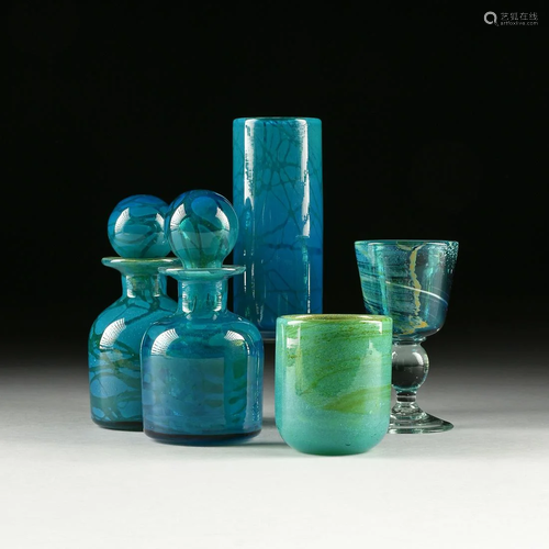 GROUP OF FIVE MDINA HAND BLOWN G…