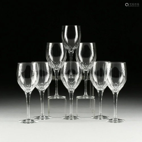 A SET OF EIGHT CUT CRYSTAL WINE GLAS…