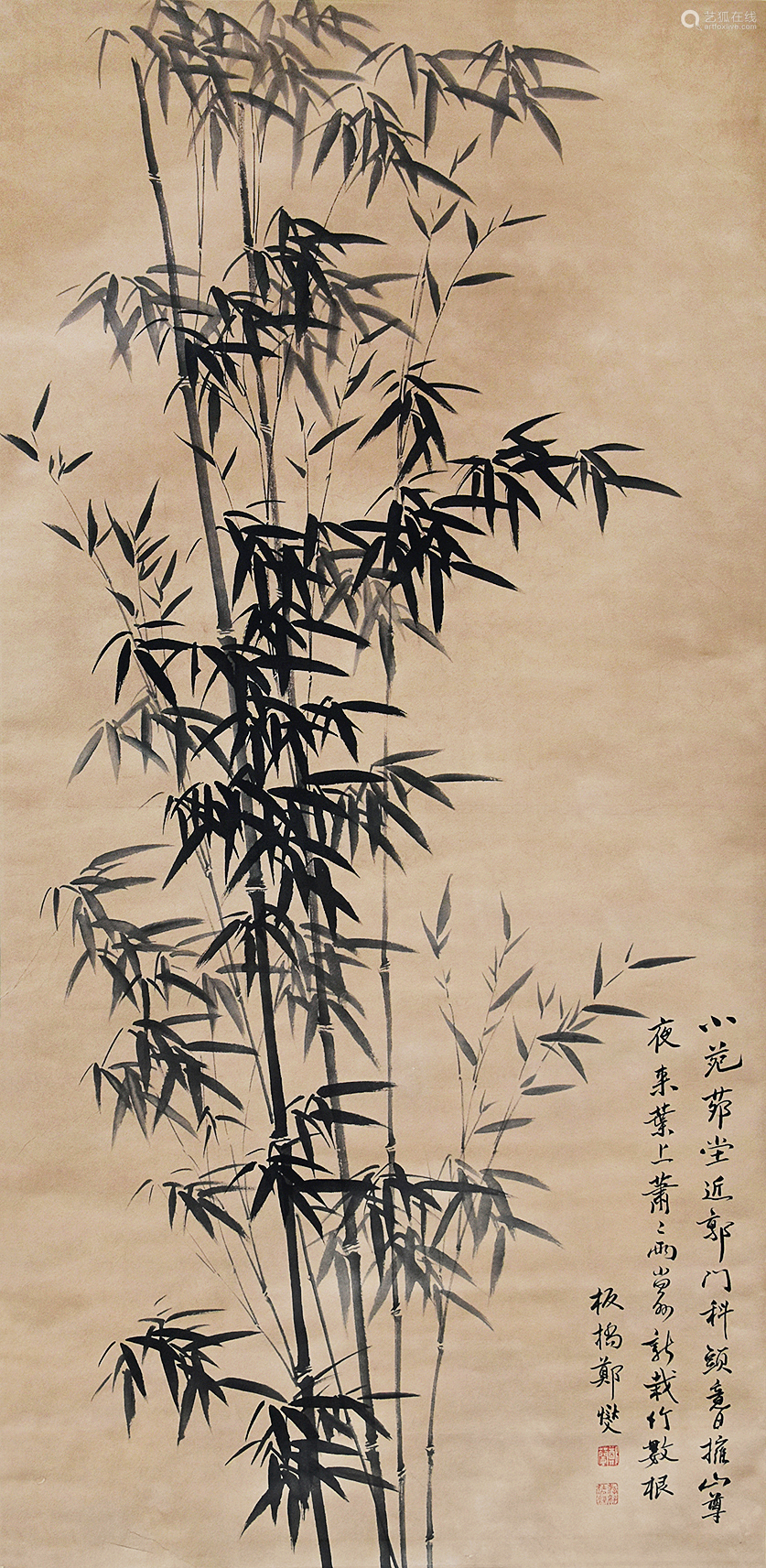 郑板桥 《墨竹》 设色纸本立轴