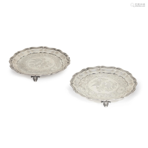 Two English plated salvers engraved with par…