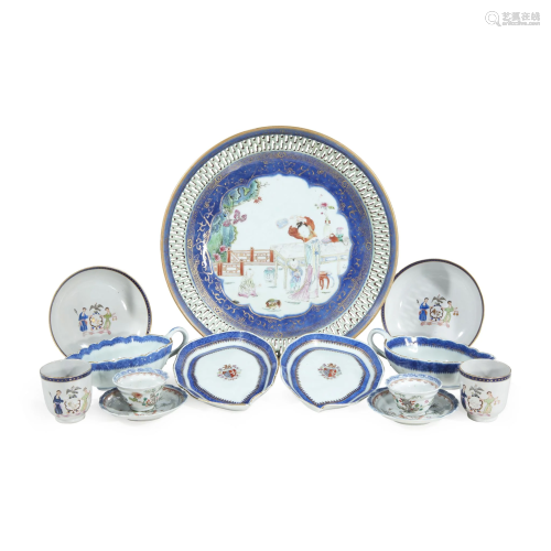 Twelve piece chinese export dishware , 18th/19th