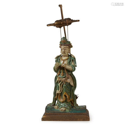 Chinese Tang figure mounted as a lamp, Ming…