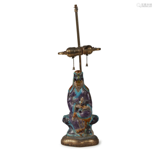 Chinese figure mounted as a lamp, Ming…