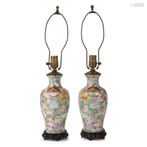 Pair of Chinese design millefleurs famille …