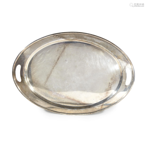 Oval sterling silver tray, 20th century