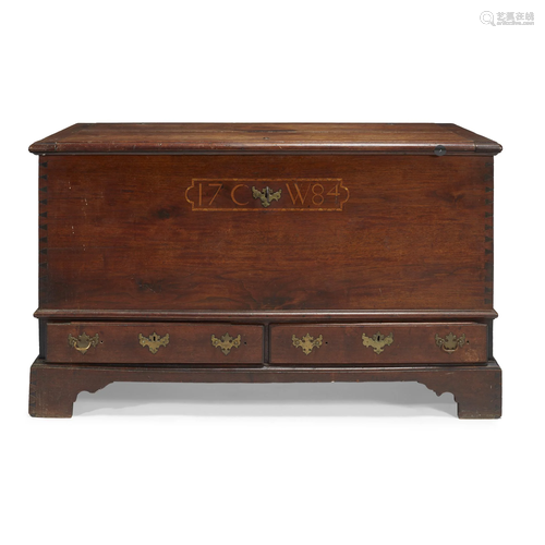 Chippendale inlaid walnut blanket chest, Che…