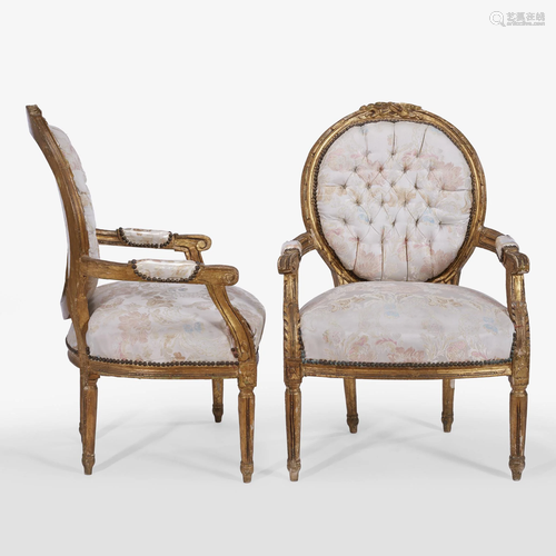 A Pair of Italian Neoclassical giltwood ar…