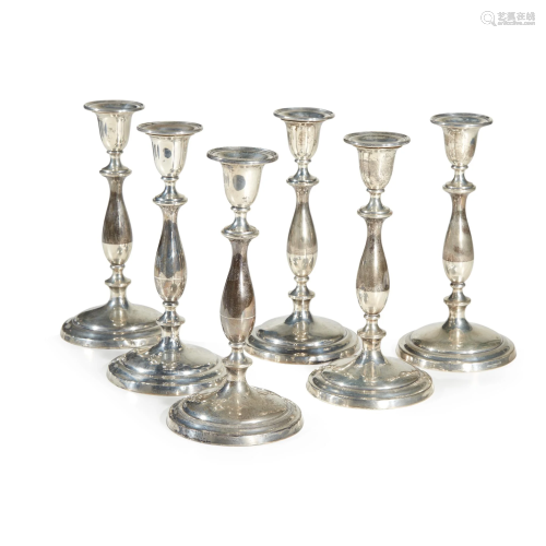 Six weighted English sterling candlestic…