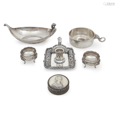 Six assorted sterling, silver and coin silver items,