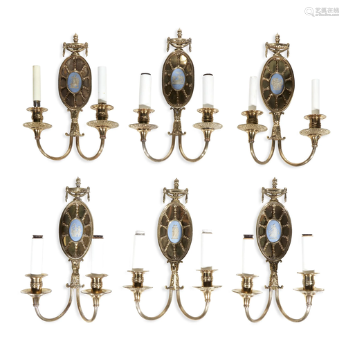 A set of ten Neoclassical brass two-lig…