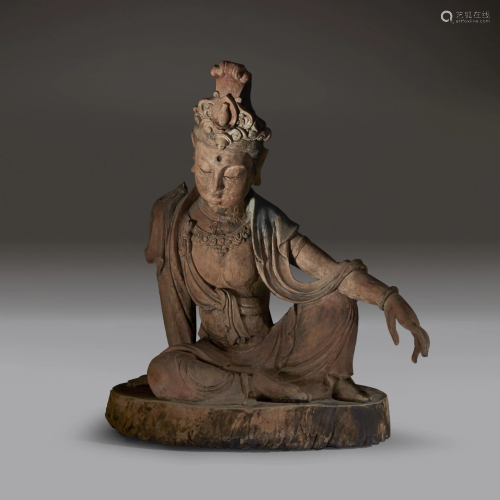 A Chinese carved and painted wood figure …