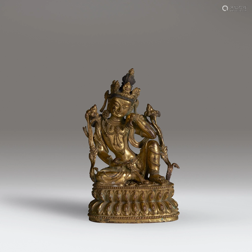 A Nepalese or Tibetan gilt copper alloy …