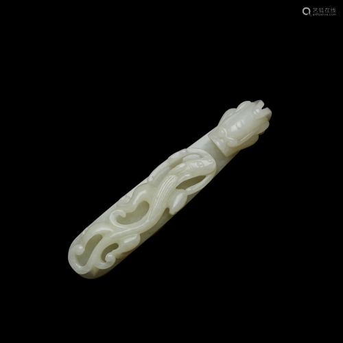 A Chinese carved white jade belt hook, Qin…