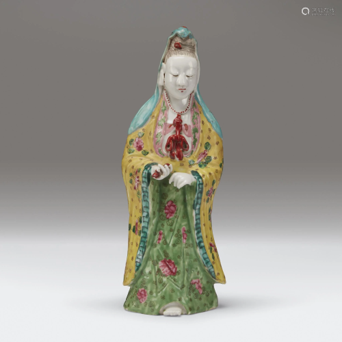 A Chinese enameled porcelain figure of Guany…