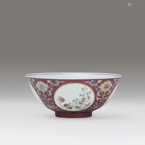 A Chinese enameled porcelain ruby-ground 