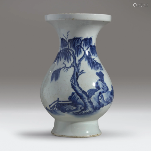 A Chinese blue and white-decorated baluster …