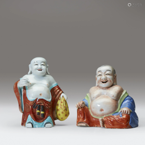 Two Chinese enameled porcelain figure…