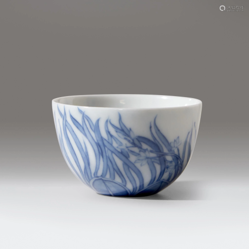 A small Chinese blue and white porcelain cup,