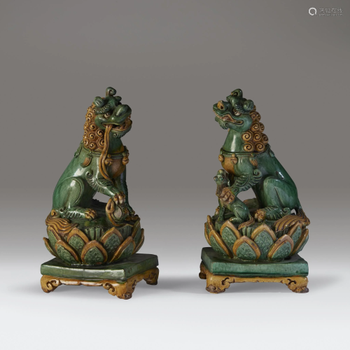 A pair of Chinese sancai-glazed tileworks fi…