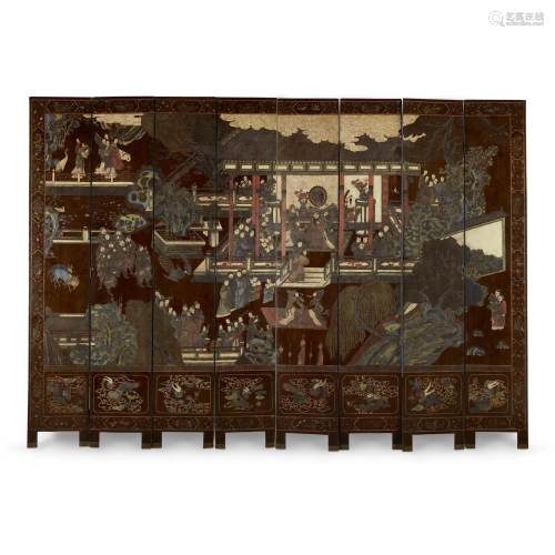A Chinese eight-panel coromandel screen, …