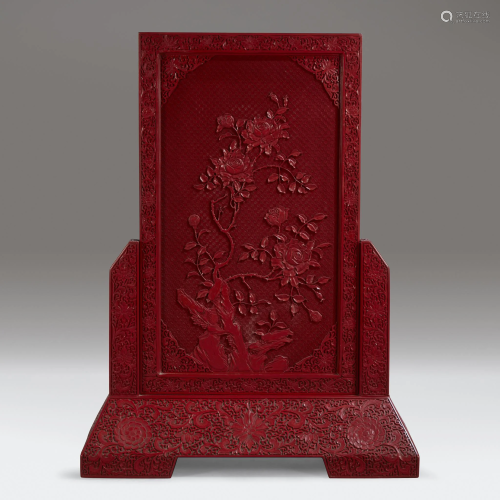 A large well-carved Chinese cinnabar lacquer…