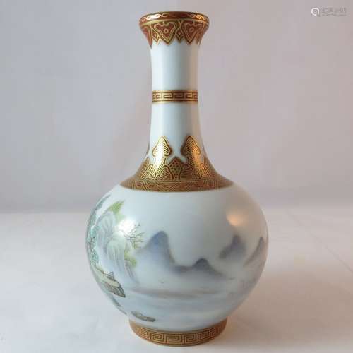 Chinese Qing Dynasty Famille Rose Vase, Yongzheng