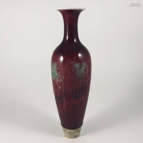 Chinese Qing Dynasty Flame Red Vase