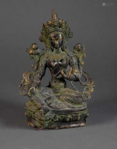 NEPAL XXe siècle Statuette de divinité en bronze H…