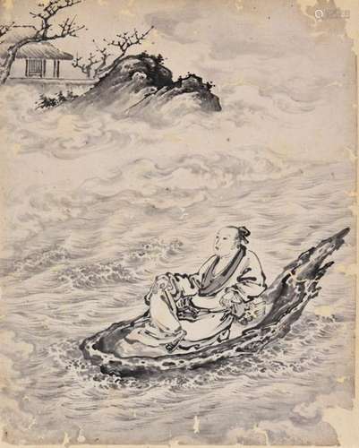 CHINE XIXe siècle Dessin à l'encre de chine sur pa…