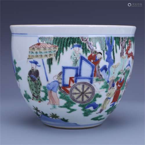 A Chinese Wu-Cai Glazed Porcelain Vat