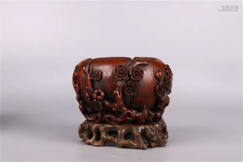 A Chinese Carved Bamboo Water Pot