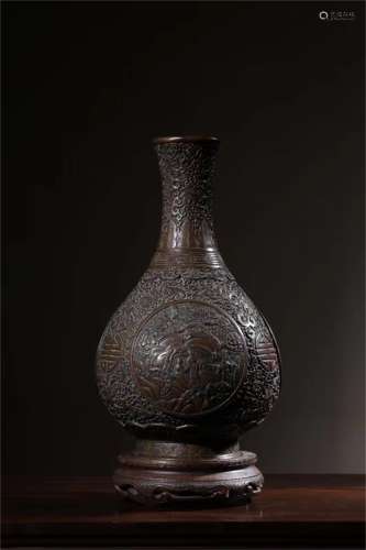 A Chinese Bronze Vase with its Base