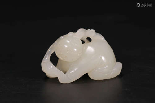 A Chinese Carved Hetian Jade Child Ornament