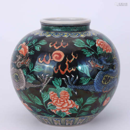 A Chinese Famille Rose Dragon Pattern Floral Porcelain Water Pot