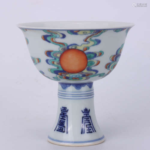 A Chinese Doucai Porcelain Standing Cup