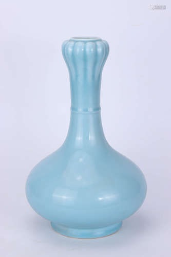 A Chinese Skyblue Glazed Porcelain Gourd-shaped Vase