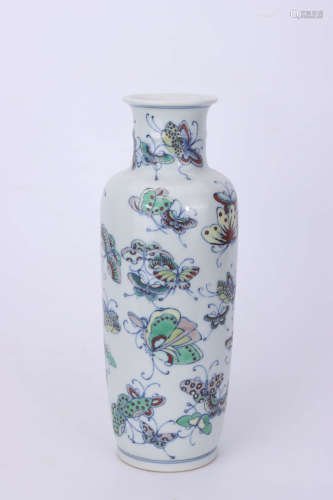 A Chinese Doucai Porcelain Tube Vase