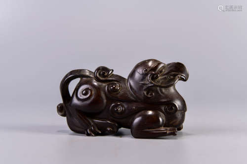 A Chinese Carved Lobular red sandalwood Ornament