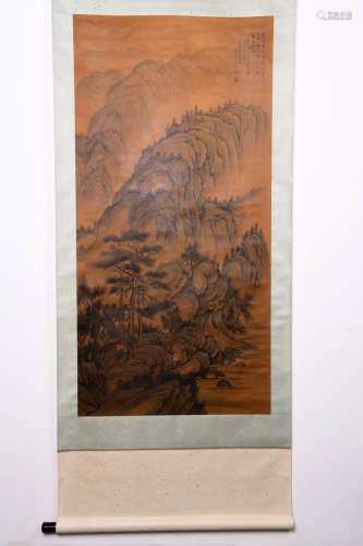 A Chinese Landscape Painting, Huang Bangda Mark