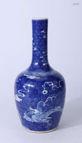 A Chinese Blue Land Dragon Pattern Porcelain Vase
