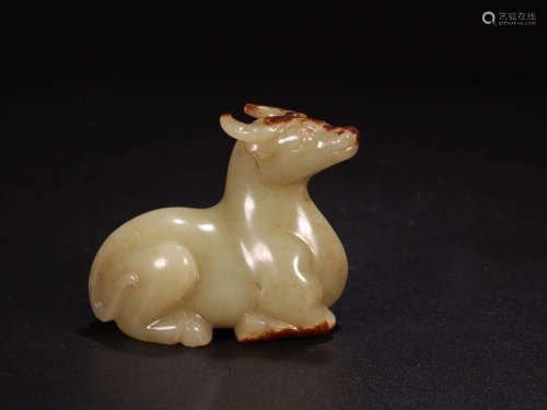 A Chinese Hetian Jade Deer Ornament