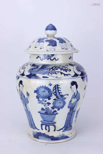 A Chinese Blue and White Porcelain Jar with Cover