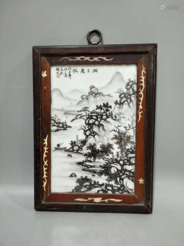 A Chinese Ink Landscape Porcelain Plate Painting