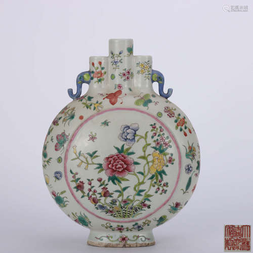 A Chinese Famille Rose Floral Porcelain Vase