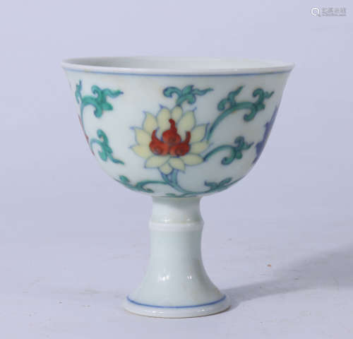 A Chinese Doucai  Twine Pattern Porcelain Cup