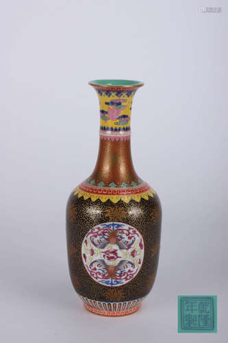 A Chinese Black Land Gilt Porcelain Vase