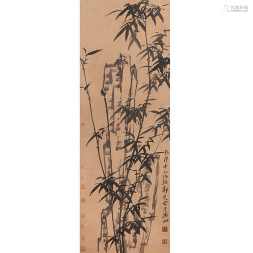 A Chinese Stone and Bamboo Painting, Zheng Banqiao Mark